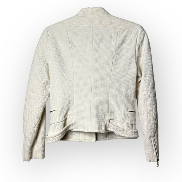 Zara Off White Asymmetrical Zipper Moto Jacket M - Picture 2 of 5